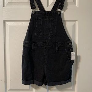 Old navy black denim shorts overalls